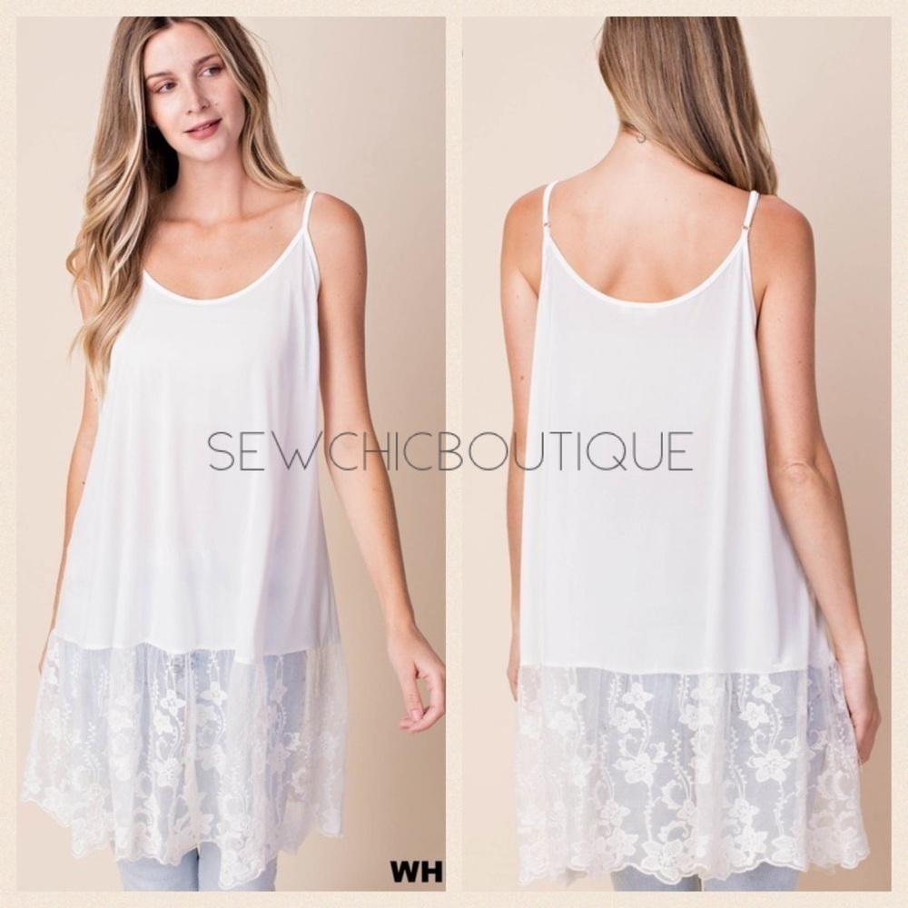 Silky Lace Hem Extender Layering Tank Top